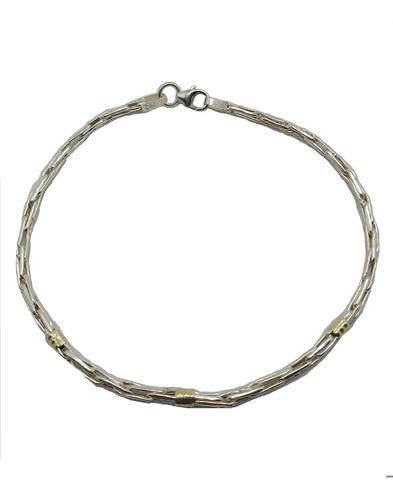 Pulsera Soga Plata 925 Y Oro 3mm Nº3 Regalo Hombre Mujer