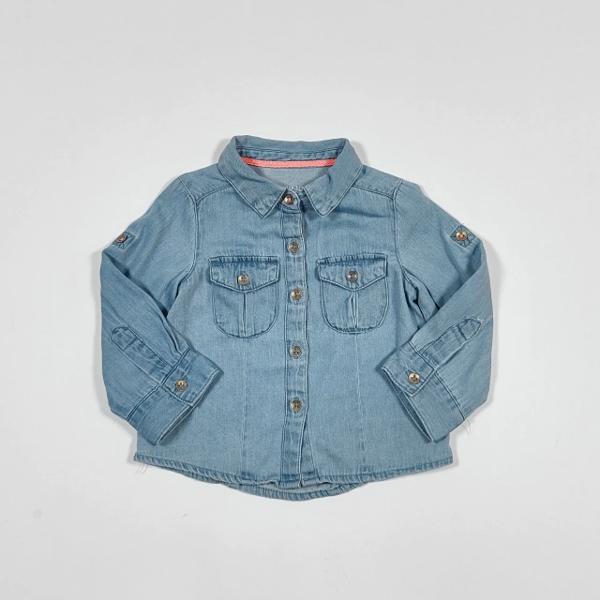 Talle 12 meses - camisa m/larga jean celeste - oshkosh